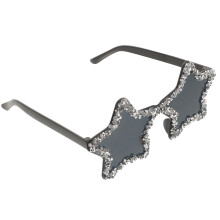 Zwarte Plastic Ster Zonnebril Party Accessoire Trendy Frameless
