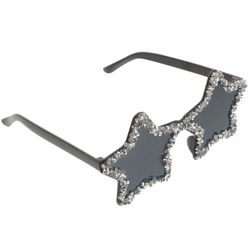 Zwarte Plastic Ster Zonnebril Party Accessoire Trendy Frameless