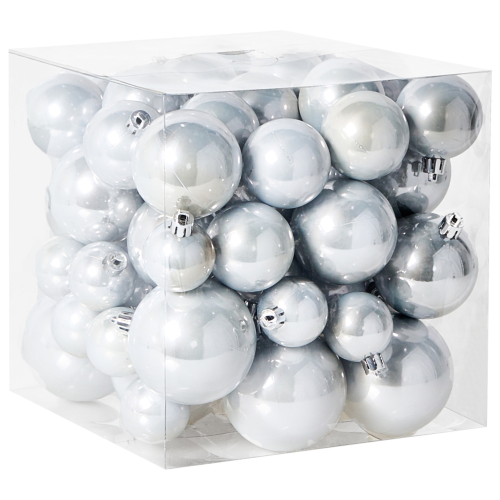 Beliani Set of 60 Baubles TINNSJA Silver