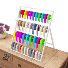 Foldable 4Tier Ribbon Organizer Rack and Holder Dispenser, Durable Metal Frame for Craft Room, White