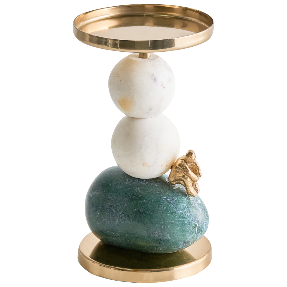 Beliani Candle Holder Krivodol Marble 20 Cm Multicolour