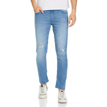 The Indian Garage Co Mænd Slim Fit Solid Low-Rise Strækbare Jeans Blå