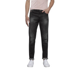 The Indian Garage Co Mænd Slim Fit Ensfarvet Mid-Rise Stretchable Jeans Onyx