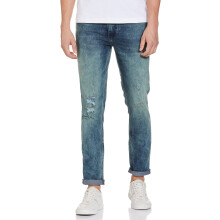 The Indian Garage Co Mænd Regular Fit Solid Mid-Rise Stretch Jeans Azure