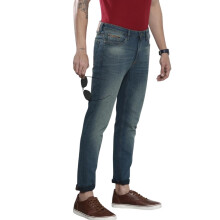 The Indian Garage Co Slim Fit Solid Mid-Rise Stretch Jeans Blue