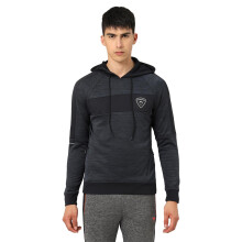 Technosport Heren Polyester Kleurblok Fleece Hoodie Voor Gym, Workout & Sport - (Mjpl91Cgm_Carbon Grey_M)