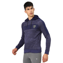 Technosport Heren Polyester Kleurblok Fleece Hoodie Voor Gym, Workout & Sport - (Mjpl91Ebm_Evening Blue_2Xl)