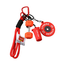 Porte-clés haltère à la mode, pendentif en métal,-Haltère rouge