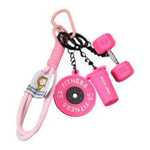 Porte-clés élégant avec haltères, cadeau sportif,-Haltère rose