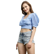 Sera Dames Geruite Top 0 (La4022_Blauwe Small)