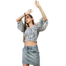 Sera Dames Bloemen Western Shirt (La2863_Blue M)