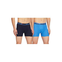 Rupa Frontline Herrer Bomulds Modern Print Trunks (Pakke med 2) (Fl Dcr_Sky, Navy_S)