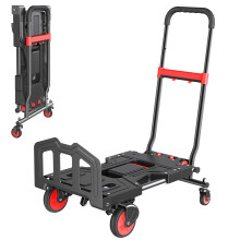 3 in 1 Folding Hand Truck 150kg Capacity Heavy Duty Cart with Retractable Handle and 4 Wheels for Moving and Camping
