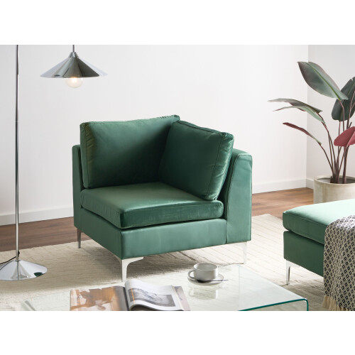 Beliani Corner Seat EVJA Velvet Green 1