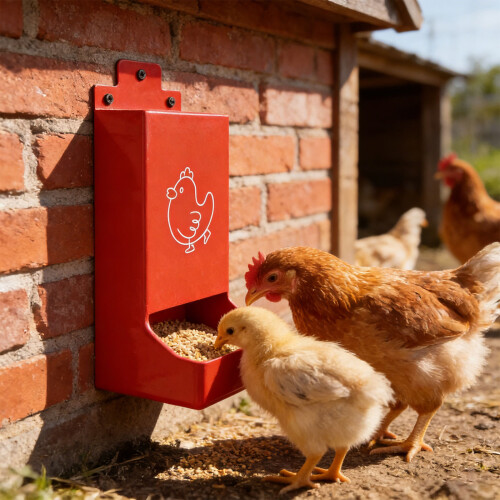 Large Capacity Metal Chicken Feed Dispenser Engineered-Black 1