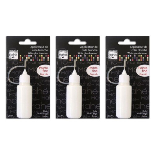 3 tubes de colle blanche pointe fine - 20 ml