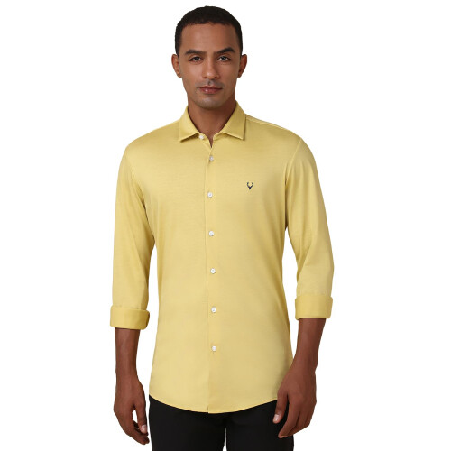 Ανδρικά Κίτρινα Slim Fit Μπλουζάκια με Μακριά Μανίκια