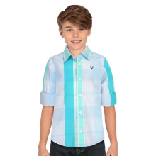 Allen Solly Jongens Blauwe Slim Fit Geruite Casual Overhemd
