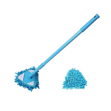 Rotating Cleaning Mop with 180 Rotatable Triangle Head, Telescopic Long Handle for Floor Wall Ceiling, Wet and Dry Microfiber Mop Blue