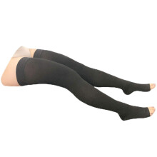 Plus Size 2030mmHg Over Knee Compression Thigh Stockings Open Toe Extra Wide Black XL