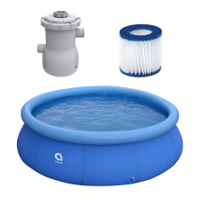 12ft Inflatable Swimming Pool with Filter Pump, Family Above Ground Pool Set for Backyard