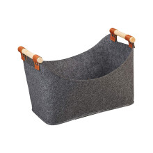 Firewood Carrier Bag Heavy Duty Felt Log Carrier Foldable Tote with Reinforced Handles for Camping and Fireplace, Dark Gray 40x22x27cm