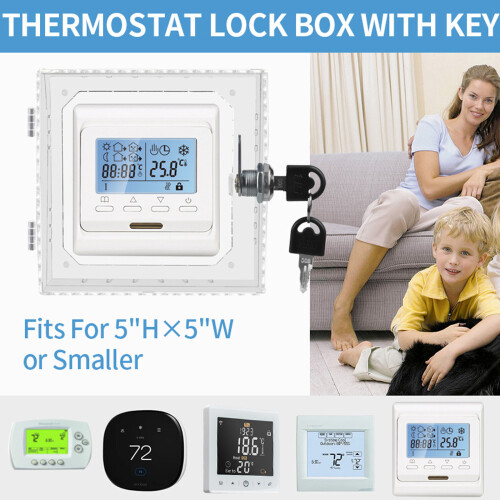 Clear Plastic Thermostat Cover Box with Child Proof Designs 1