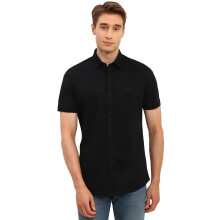 Allen Solly Ανδρικό Μαύρο Slim Fit Μισό Μανίκι Καθημερινό Πουκάμισο