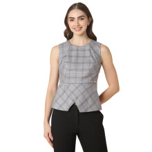 Allen Solly Dames Grijze Geruite Formele Top