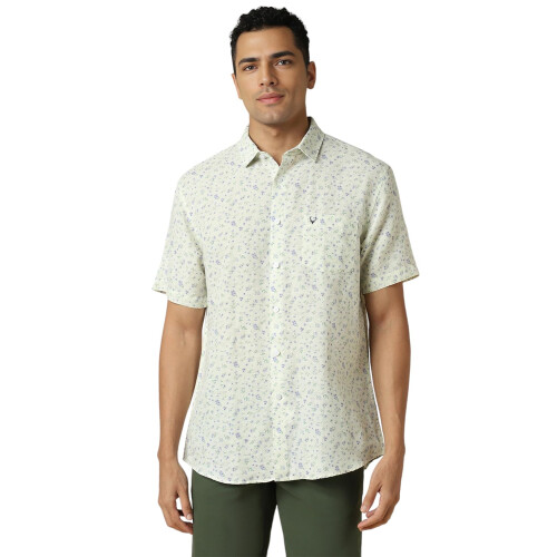 Allen Solly Ανδρικό Πράσινο Slim Fit Μπλουζάκι Μισού Μανικιού
