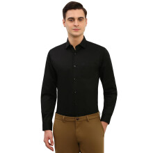 Allen Solly Ανδρικό Μαύρο Slim Fit Σατέν Πουκάμισο με Μακριά Μανίκια