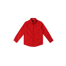Heren Rood Slim Fit Gedrukt Casual Shirt