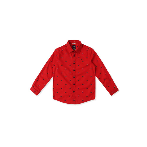 Παιδικό Κόκκινο Slim Fit Casual Πουκάμισο