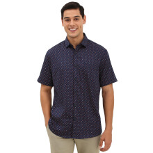 Allen Solly Ανδρικό Ναυτικό Slim Fit Μισό Μανίκι Καθημερινά Πουκάμισα