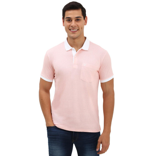 Allen Solly Ανδρικό Ροζ Πόλο T-Shirt με Εκτύπωση
