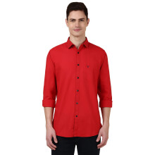 Allen Solly Ανδρικό Κόκκινο Slim Fit Υφασμάτινο Πουκάμισο Με Μακριά Μανίκια