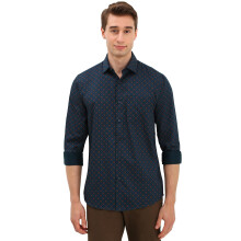 Allen Solly Ανδρικό Ναυτικό Slim Fit Πουκάμισο με Μακρύ Μανίκι