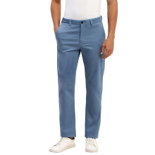 Heren Blauwe Regular Fit Effen Casual Broek