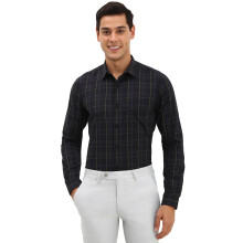 Allen Solly Ανδρικό Μαύρο Slim Fit Πουκάμισο με Καρό Μανίκια