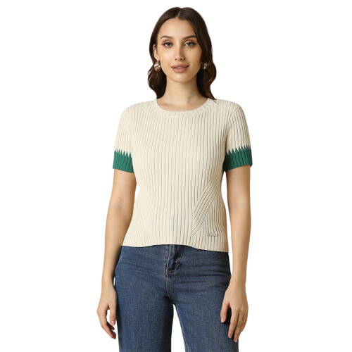 Dames Beige Patroon Casual Top