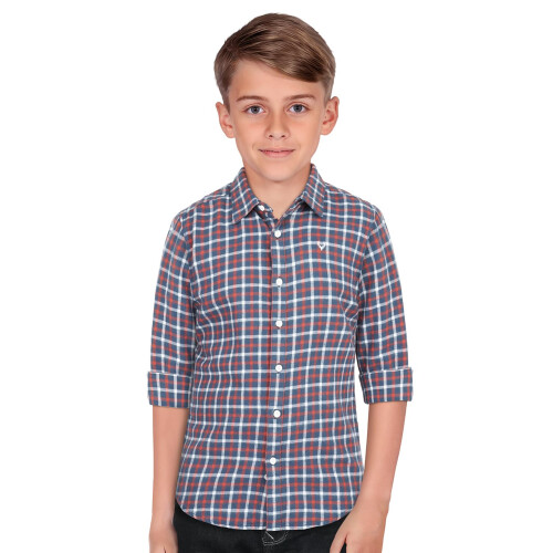 Allen Solly Αγόρια Ναυτικό Slim Fit Καρό Casual Πουκάμισο