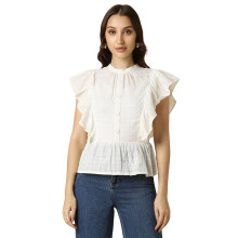 Dames Witte Geruite Casual Top