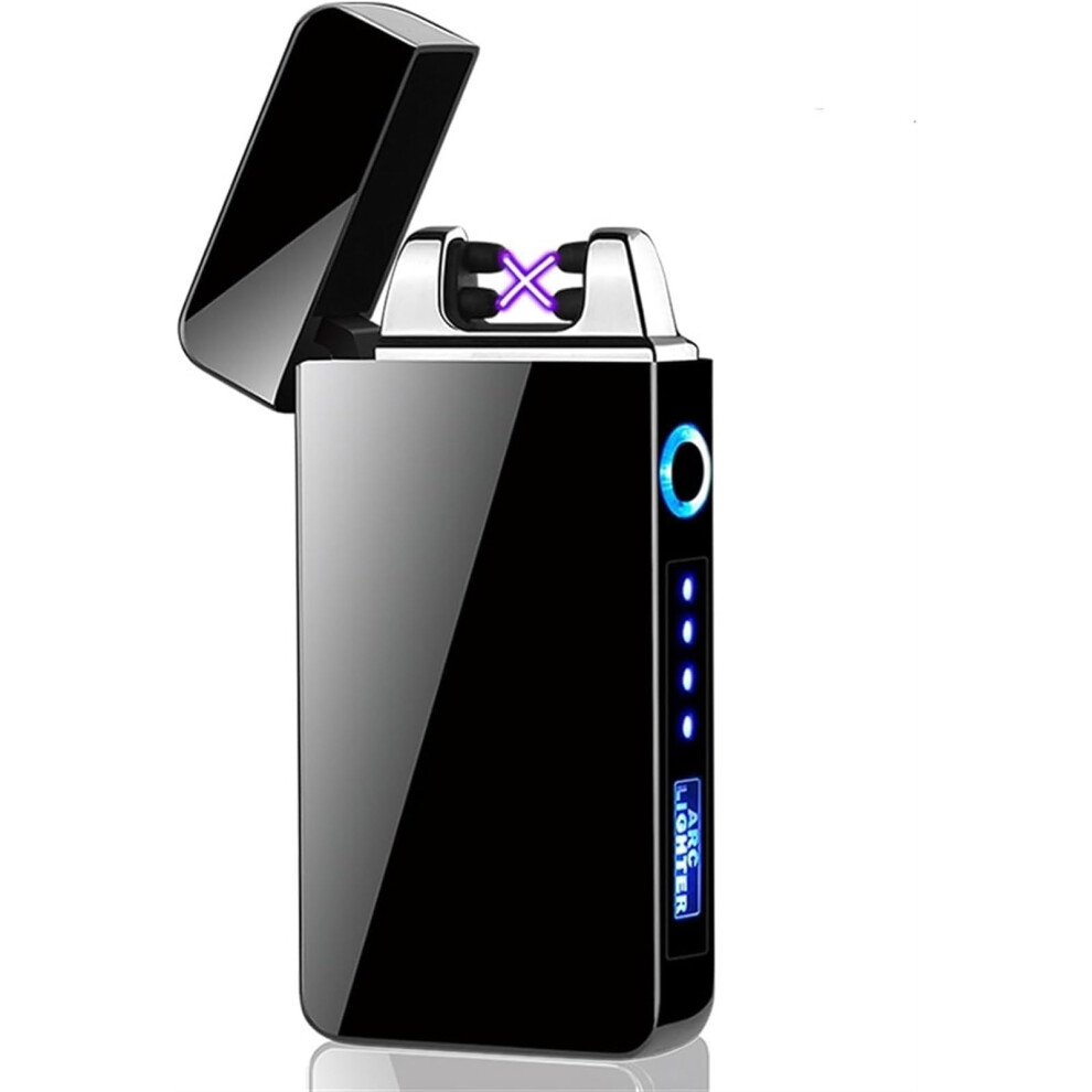 Electric Lighter USB Rechargeable Dual Plasma Arc Ignition Windproof Flameless Design Metal Body A4