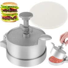 Adjustable Stainless Steel Burger Press NonStick Patty Maker with 100 Wax Papers for Homemade BBQ Burgers