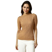 Dames Bruin Textuur Casual Top
