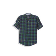 Jongens Blauwe Slim Fit Geruite Casual Overhemd