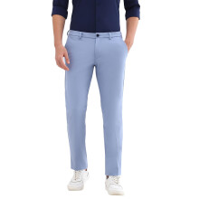 Heren Blauwe Regular Fit Effen Casual Broeken