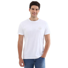 Herrer Hvid Ensfarvet Crew Neck T-Shirt