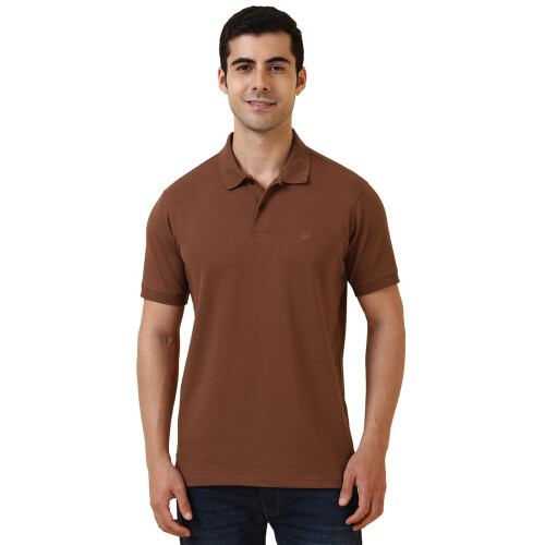 Allen Solly Ανδρικό Κανονικό T-Shirt Καφέ