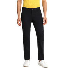 Heren Zwarte Slim Fit Effen Casual Broek